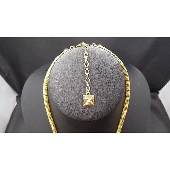 ANNE KLEIN Necklace Gold Tone Metal Mesh Chain, Silver Charms, 19 Inches - Picture 2 of 11